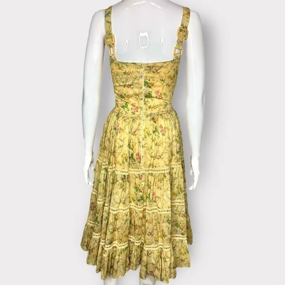 Kitten D’Amour Cottage Core, Fairy, Yellow Floral, Pink Lace Bow Dress - Picture 8 of 11